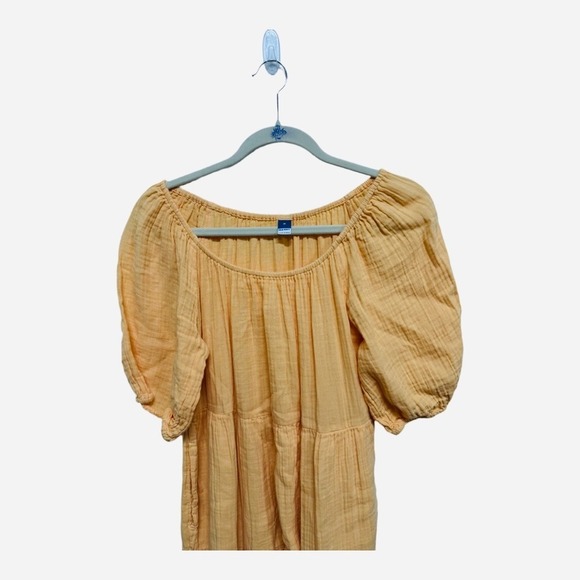 Old Navy Puff Sleeve Tiered Swing Dress Orange Size medium Sundress Short Sleeve - Picture 2 of 6